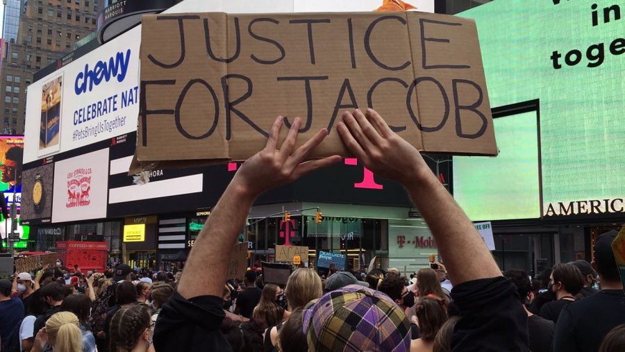 New Yorkers protesting the killing of Jacob Blake August 24, 2020