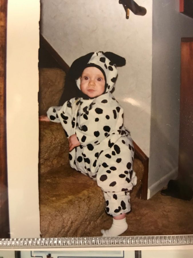 Tyler Madeley dressed as a cow for Halloween