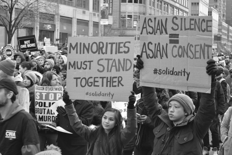 Protestors took to the street to protest Asian hate crimes. 