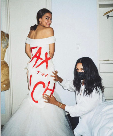 Alexandria Ocasio-Cortez shows off ‘Tax the Rich’ gown. 