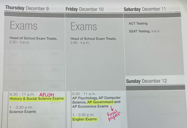 Ella Gartz 23 shares her final exams calendar. 