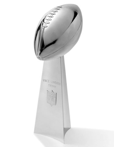 The Vince Lombardi Trophy on display.