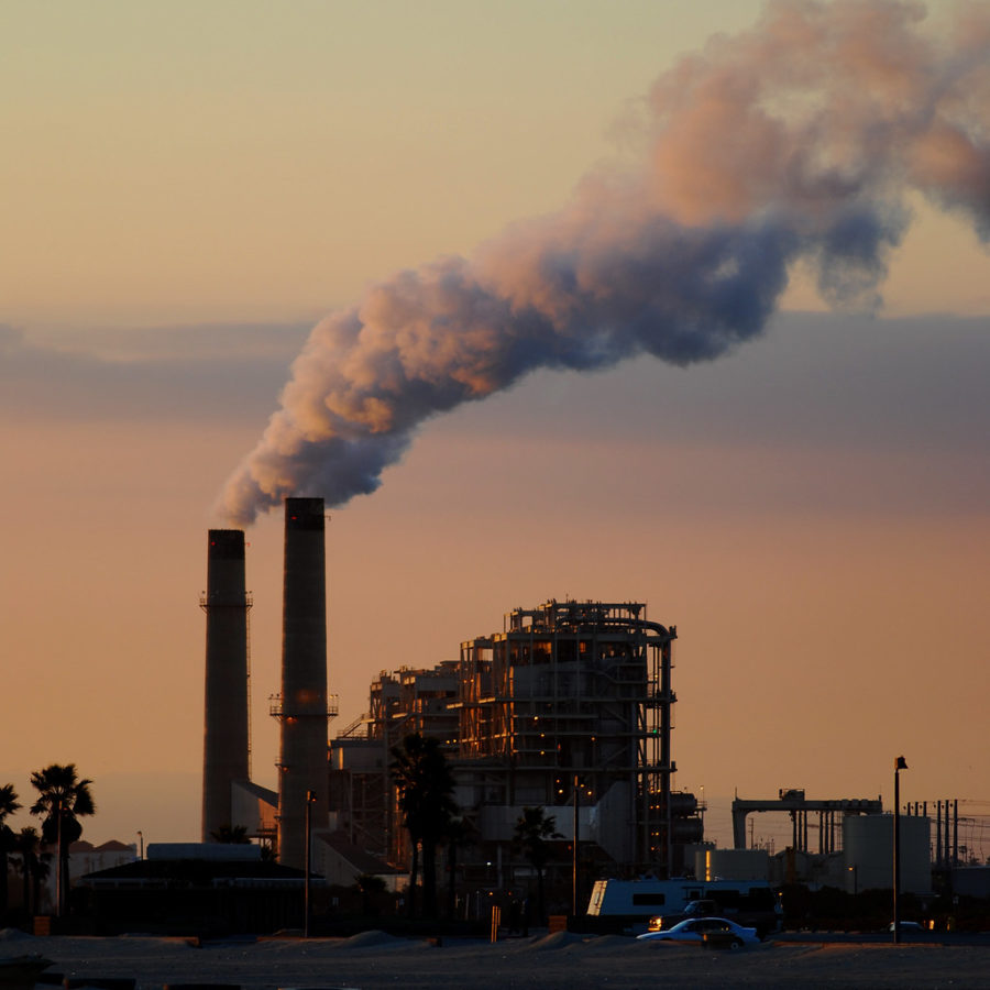 A factory in Santa Monica emits pollution. 