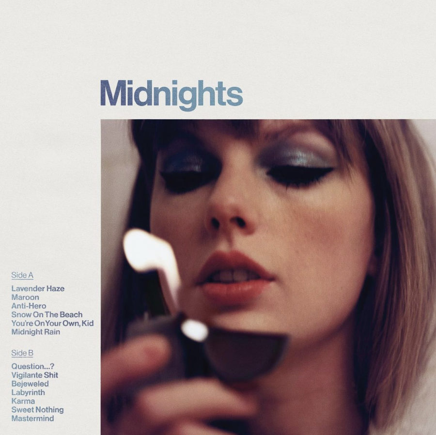 Taylor poses for Midnights album cover. 
