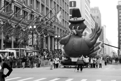 Photo of a turkey float from the Chicago Thanksgiving day Parade