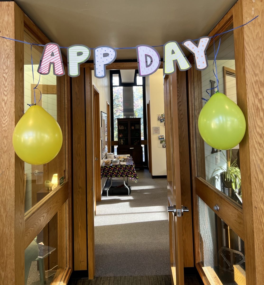 The+College+Counseling+office+celebrates+as+students+turn+in+their+applications.
