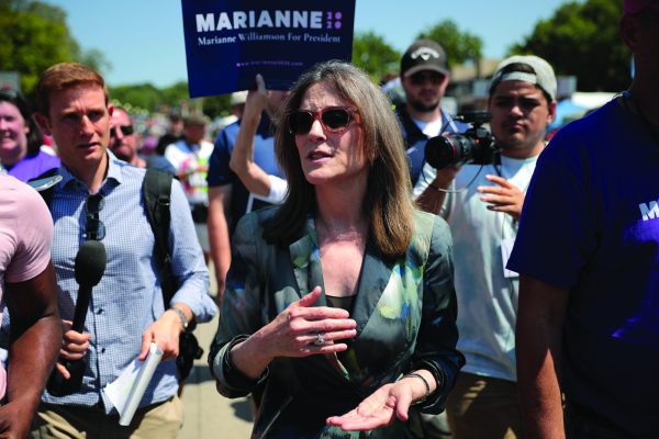 Marianne Williamson in Des Moines, Iowa, at the beginning of her election campaign. 