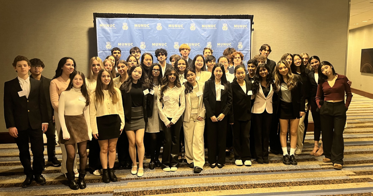 LFA Model UN delegates pose at the 2024 University of Chicago Model UN Conference. 